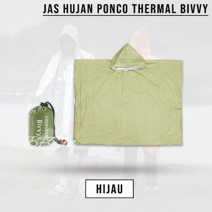 Jas Hujan Ponco Thermal Bivvy Emergency Waterproof Rain Jas Hujan Survival Camping Hiking
