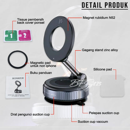 Magnetic Car Phone Holder Vaccum Suction Cup iPhone 360 Rotate Stand Holder Mobil Kaca Meja Dinding