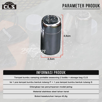 Tempat Bumbu Camping Portable Seasoning 2 Bottle + Storage BAG CLS