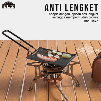 Pan Grill Anti Lengket Portable Camping 1 Set Handle Gagang CLS