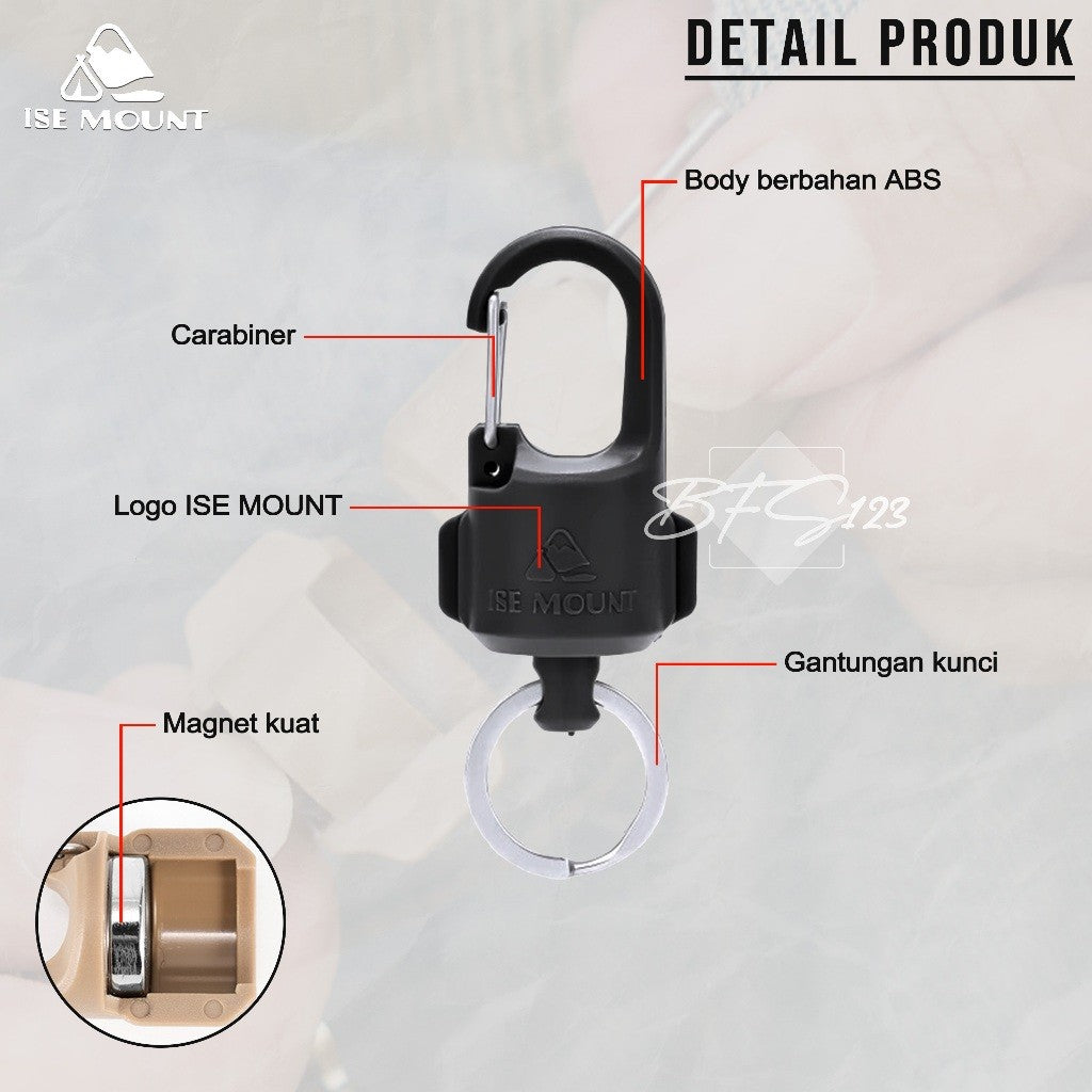 ISE Mount Gantungan Kunci Magnetic Carabiner Quick Release Gantungan Barang Strong Magnet Hook