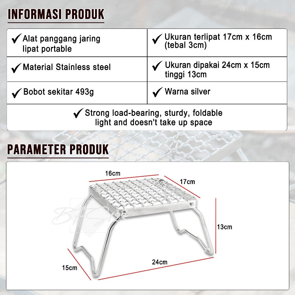 Alat Panggang Lipat BBQ Grill Kompor Camping Portable Stainless Steel