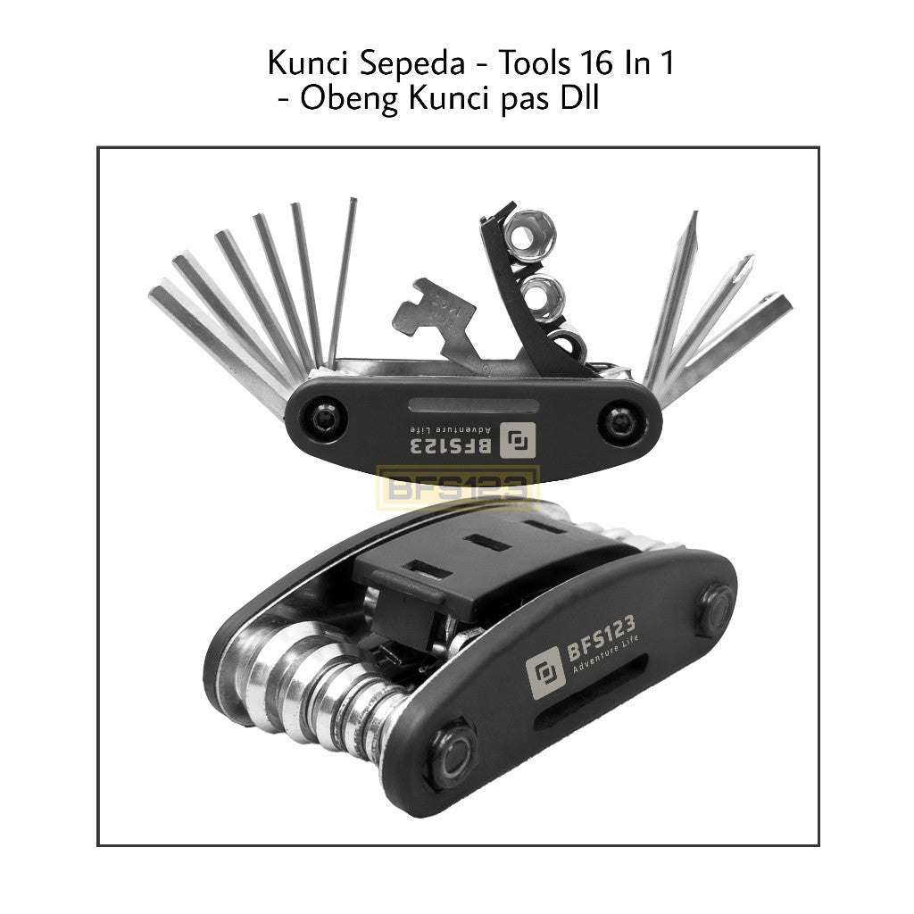 BFS123 Kunci Tools 16 in 1 Bike Toolkit Sepeda Motor Tools Kunci L Obeng Mini Multifungsi