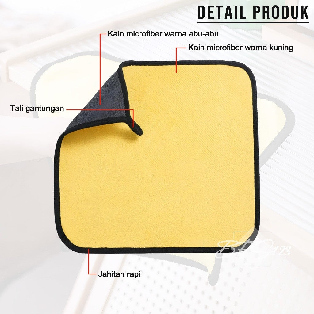 Kain Lap Microfiber Serbaguna Bahan Tebal Yelow Grey Size 30x30Cm 30x40Cm
