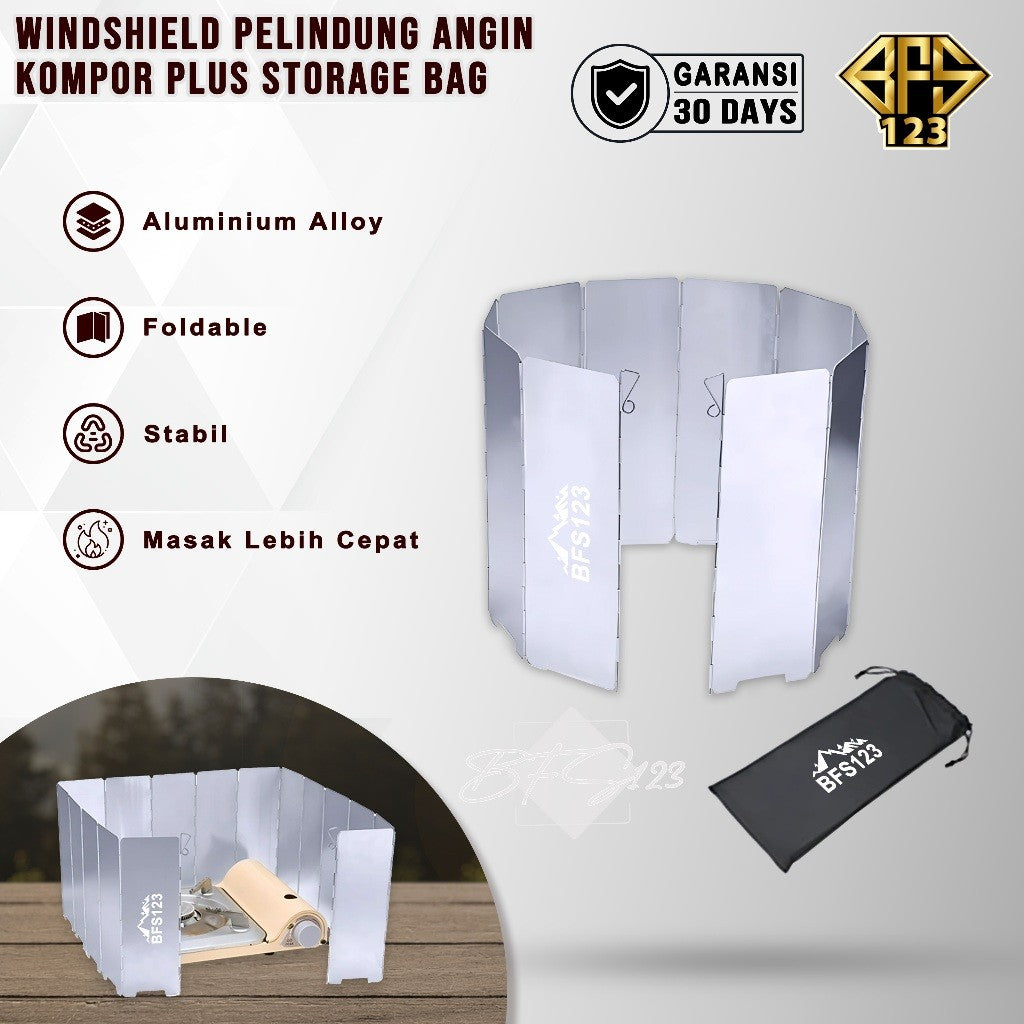BFS123 Windshield Pelindung Angin Kompor Camping 10 Plat 16 Plat Portable Stove Folding Windshield