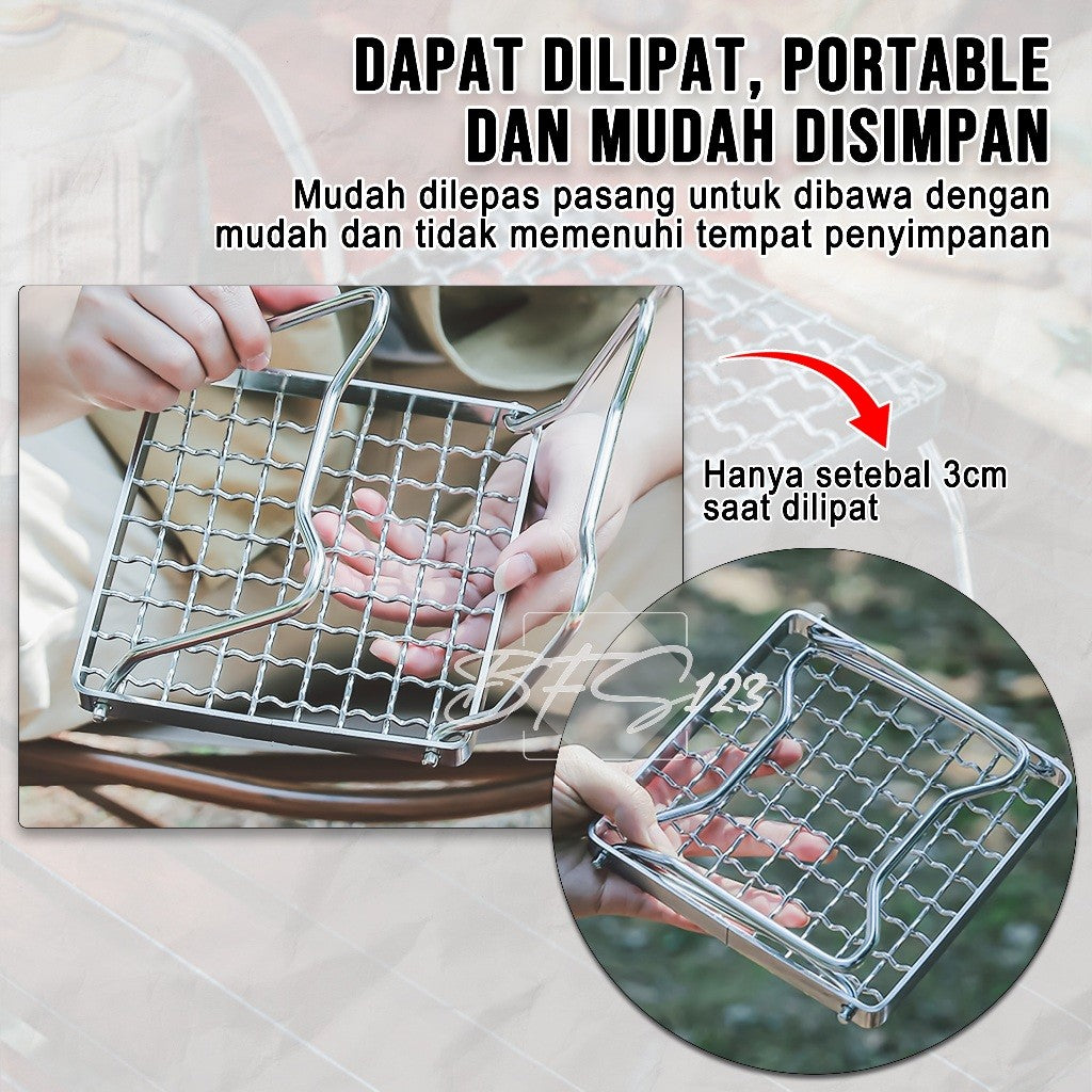 Alat Panggang Lipat BBQ Grill Kompor Camping Portable Stainless Steel