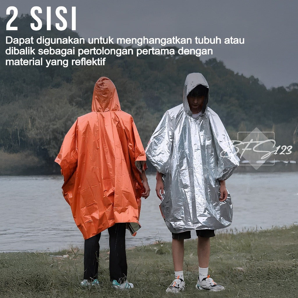 Jas Hujan Ponco Thermal Bivvy Emergency Waterproof Rain Jas Hujan Survival Camping Hiking