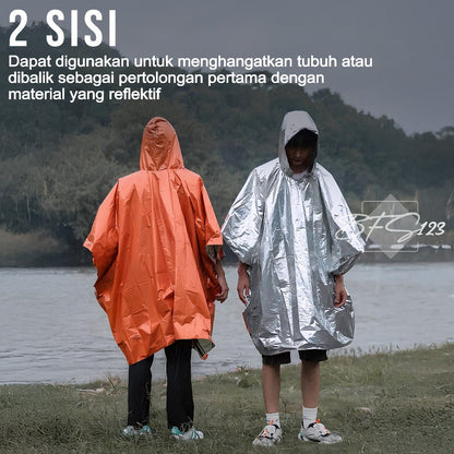 Jas Hujan Ponco Thermal Bivvy Emergency Waterproof Rain Jas Hujan Survival Camping Hiking