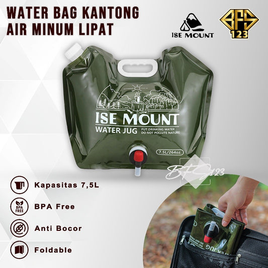 Water BAG Kantong Air Minum Lipat Tempat Air Minum Camping Hiking 7,5 Liter Ise Mount