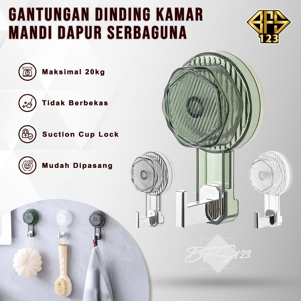 Gantungan Dinding Suction Putar Gantungan Hisap Magic Hook Kamar Mandi Dapur Serbaguna
