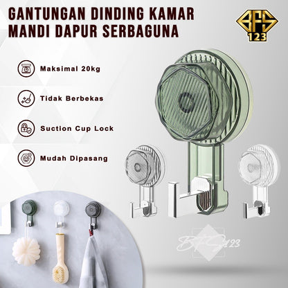 Gantungan Dinding Suction Putar Gantungan Hisap Magic Hook Kamar Mandi Dapur Serbaguna