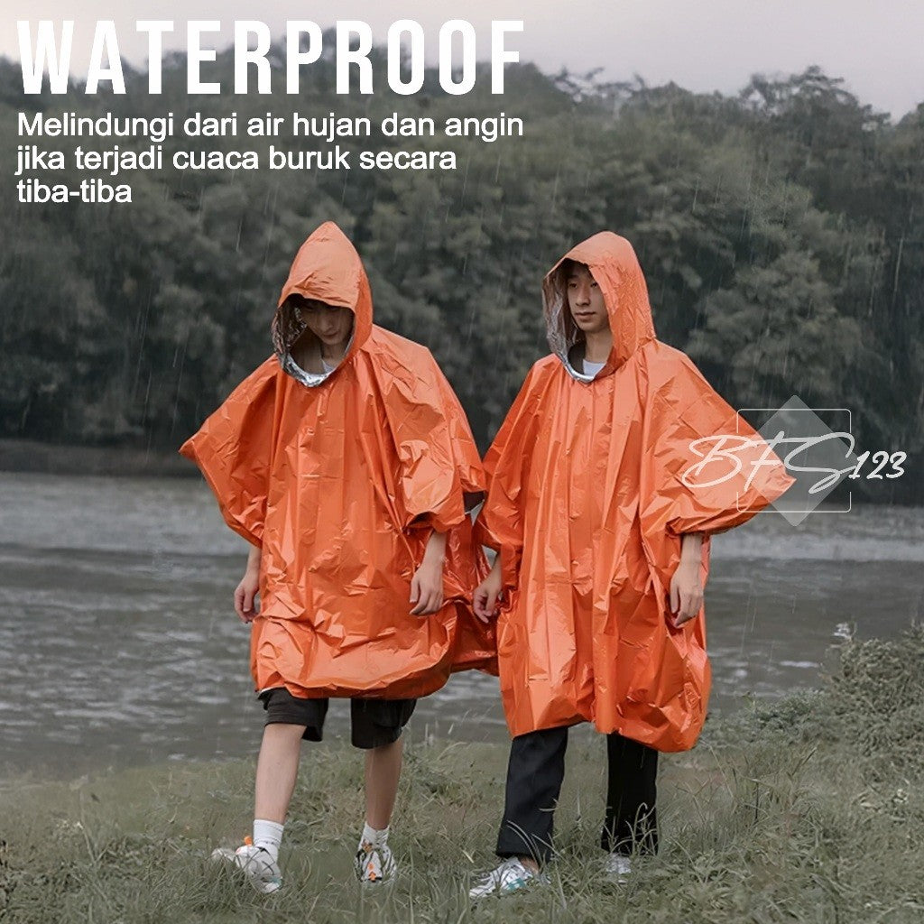 Jas Hujan Ponco Thermal Bivvy Emergency Waterproof Rain Jas Hujan Survival Camping Hiking