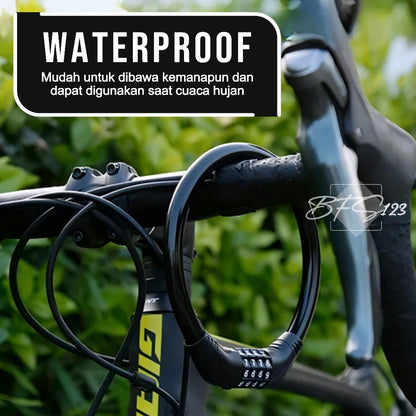 Gembok Sepeda Motor 4 Digit Password Lock 40 Cm Kawat Baja 10 mm Gembok Anti Maling