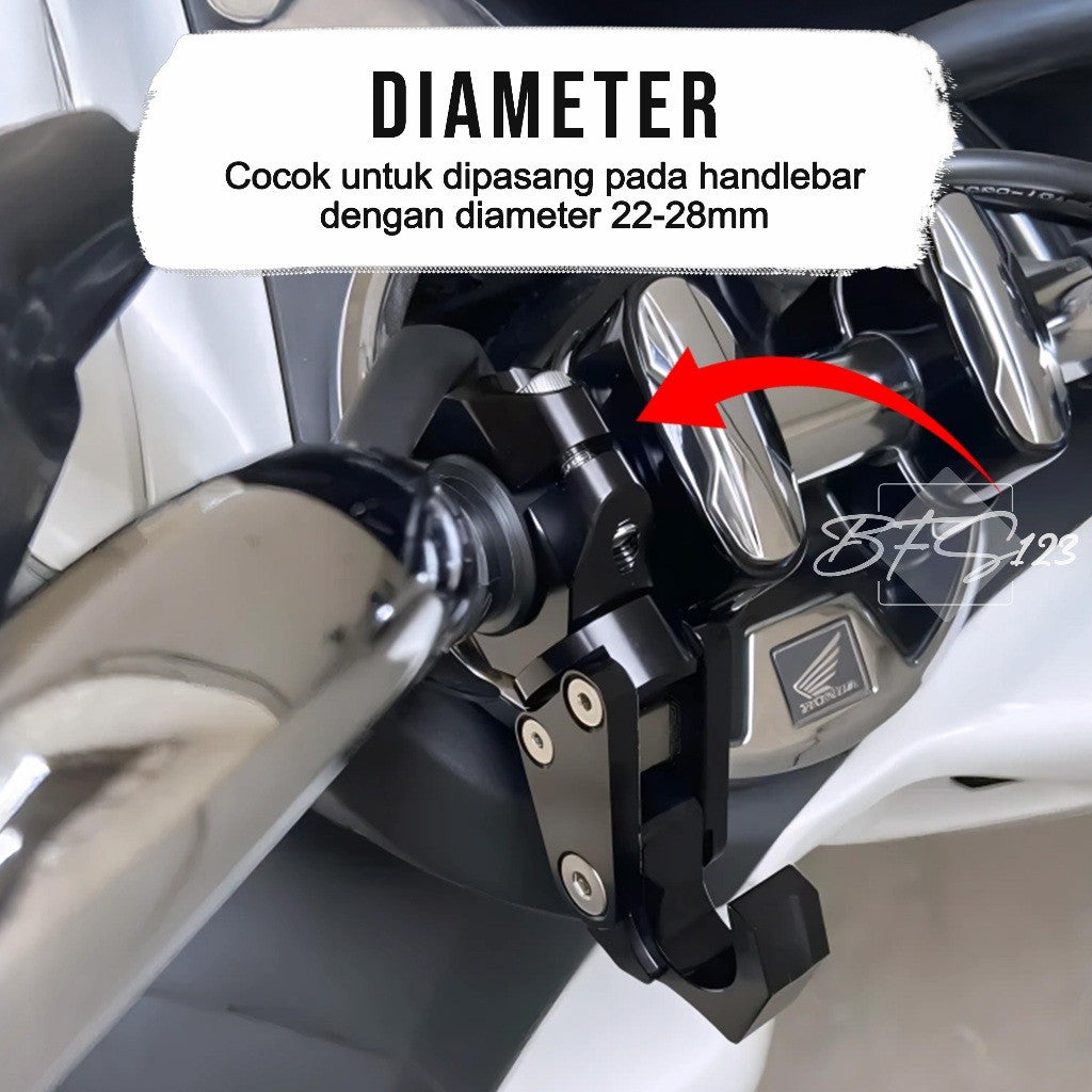 Gantungan Hook Barang Motor Stang PCX Scoopy Model Lipat CNC Alumunium Aloy Cantolan Barang Motor Stang