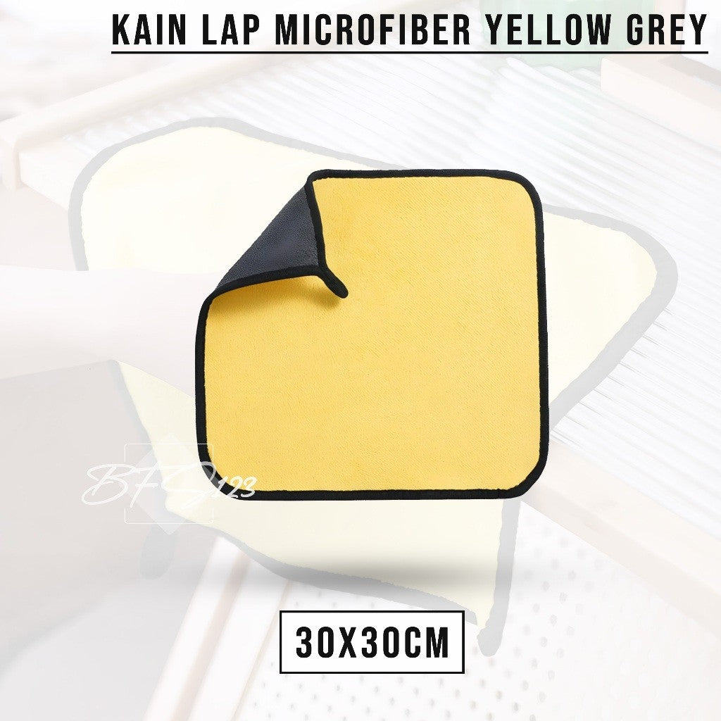 Kain Lap Microfiber Serbaguna Bahan Tebal Yelow Grey Size 30x30Cm 30x40Cm