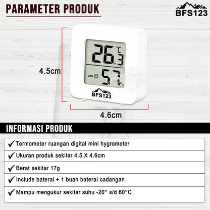 BFS123 Termometer Ruangan Digital Mini Hygrometer Suhu Ruangan