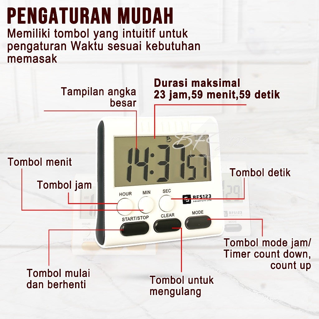 BFS123 Timer Masak Dapur Digital - Kitchen Timer Cooking