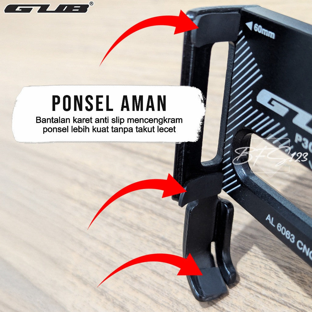 GUB P30 PRO NEW Quick Release Phone Holder HP Dudukan Ponsel Motor Sepeda Aluminium Aloy
