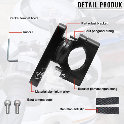 Bracket Tempat Botol Minum Stang 2,2-3,2 cm Only Bracket Aluminium Aloy
