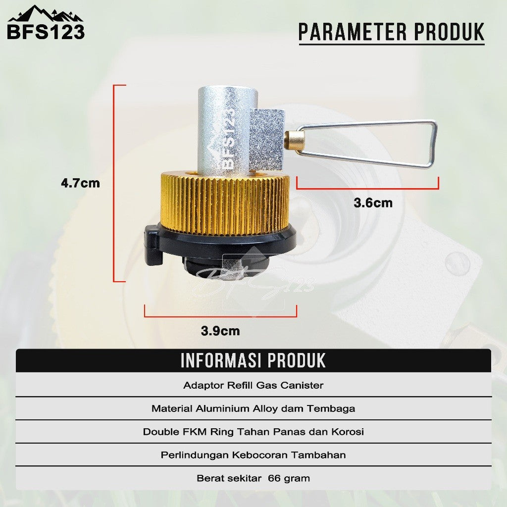 BFS123 Adaptor Refill Gas Canister Conector Gas Portable + Adaptor Konverter GAS Hicook