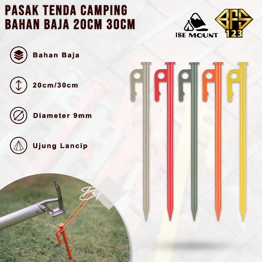 Pasak Tenda Camping Outdoor Material Baja 20 cm 30 cm Peralatan Tenda Camping Hiking