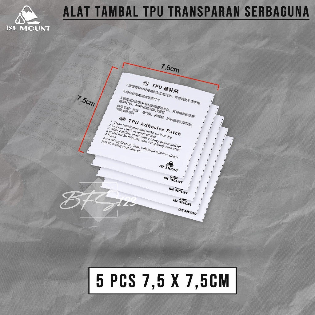 ISE Mount Repair Patch Gear TPU Alat Tambal Tenda Kasur Angin Ban Renang Matras Angin Serbaguna 7,5 x 187 cm