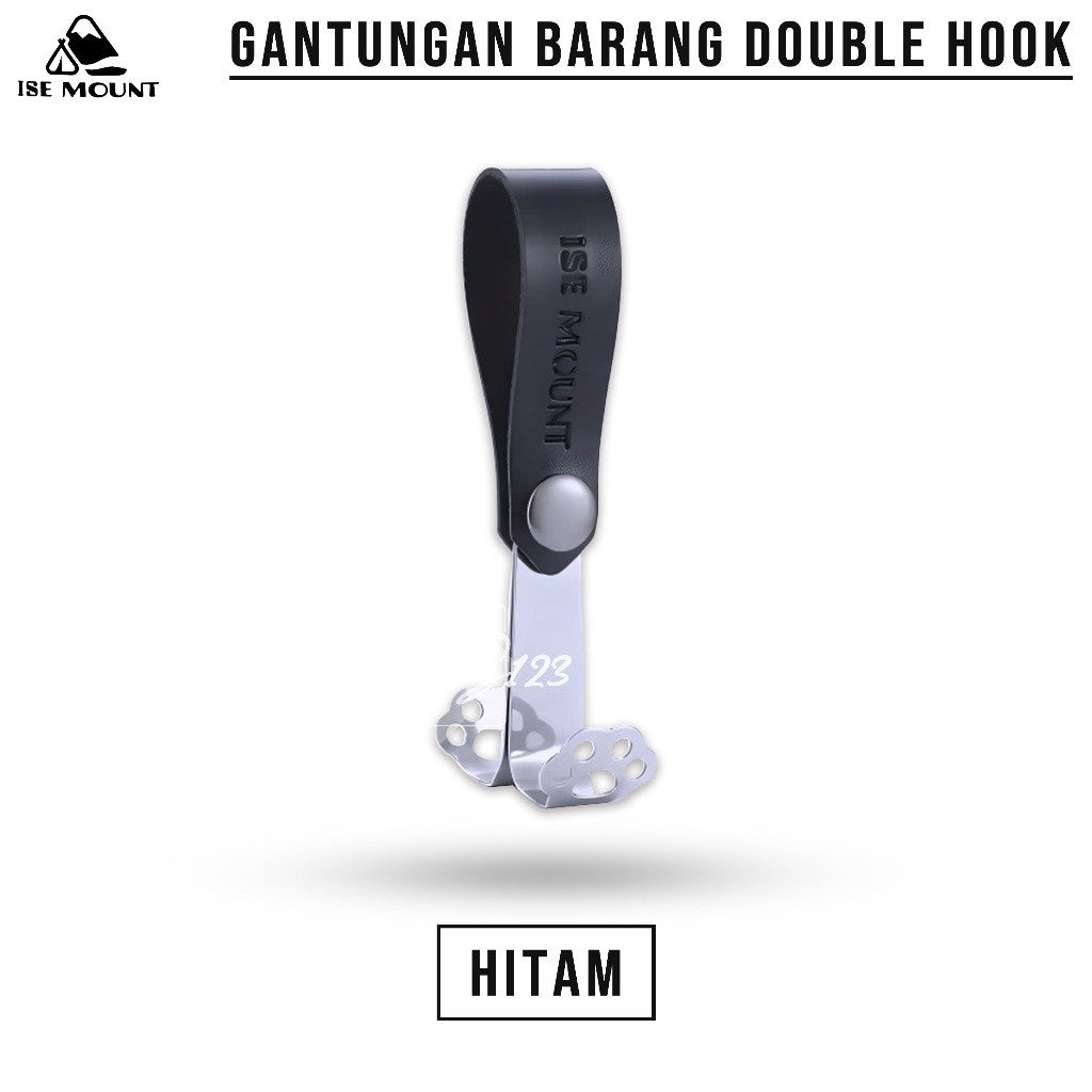 ISE MOUNT Gantungan Barang Camping Double Hook Kulit PU Model Clip Kancing Stainless Campervan Outdoor