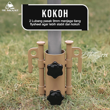 ISE Mount Pole Holder Tiang Fly Sheet Plus 2 Pcs Pasak Kanopi Tenda Stand Holder Tiang Tenda Camping 30 cm