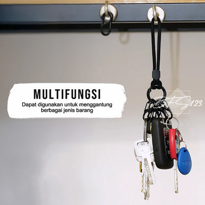 Short Lanyard Keychain Plus 5 Pcs Carabiner Serbaguna Camping Hiking