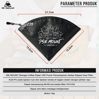 ISE MOUNT Storage Coffee Paper V60 Pouch Penyimpanan Kertas Dripper Kopi Filter