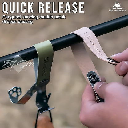 ISE MOUNT Gantungan Barang Camping Double Hook Kulit PU Model Clip Kancing Stainless Campervan Outdoor