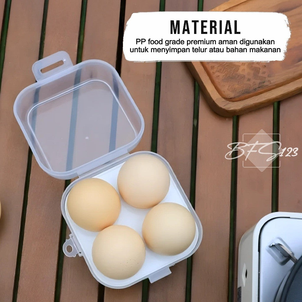 Tempat Telur Camping Isi 4 Pcs Grid Kotak Penyimpanan Telur Transparan
