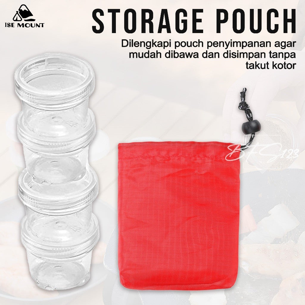 4 Pcs Set Tempat Bumbu Camping ISE MOUNT Seasoning Box Kotak Bumbu Campervan Plus Storage Pouch