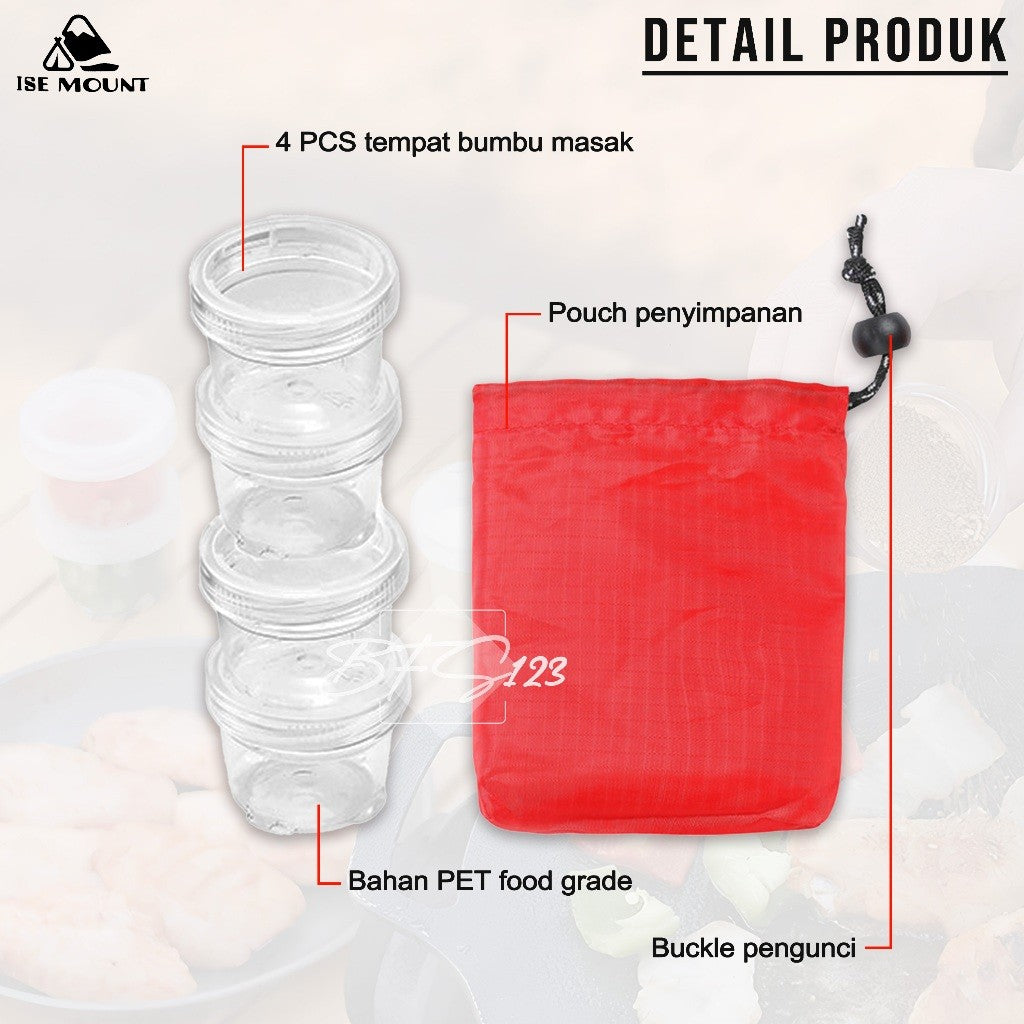 4 Pcs Set Tempat Bumbu Camping ISE MOUNT Seasoning Box Kotak Bumbu Campervan Plus Storage Pouch