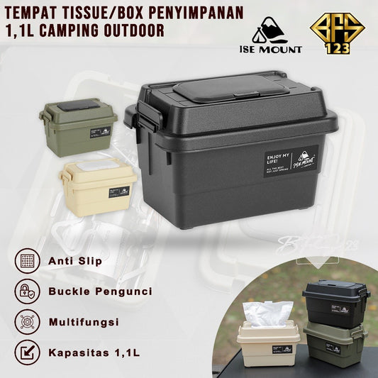 ISE MOUNT Tempat Tissue + Box Organizer Outdoor 1.1L Kotak Storage Serbaguna Camping Outdoor