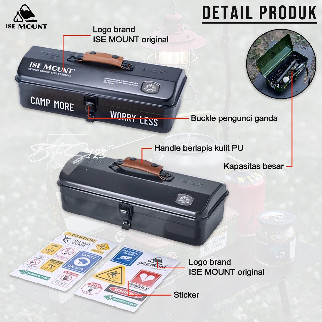 ISE MOUNT Box Tools Camping Portable Box Camping Set Vintage Clutter Storage Box Metal