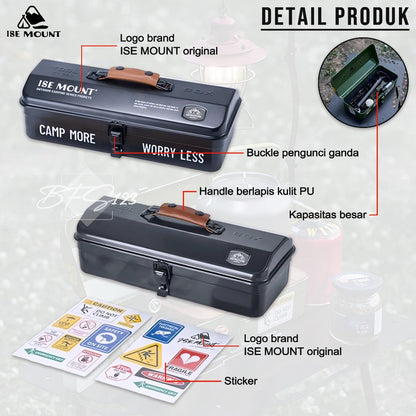 ISE MOUNT Box Tools Camping Portable Box Camping Set Vintage Clutter Storage Box Metal