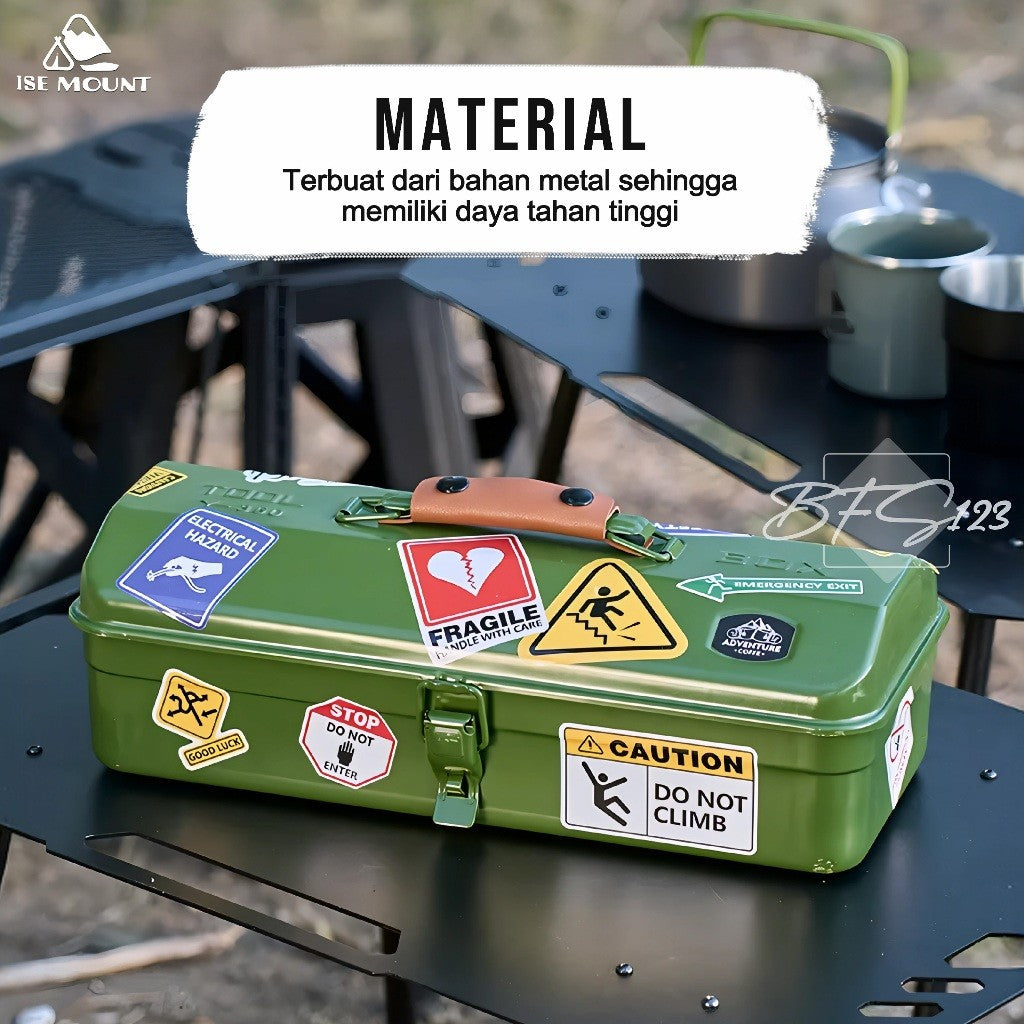ISE MOUNT Box Tools Camping Portable Box Camping Set Vintage Clutter Storage Box Metal
