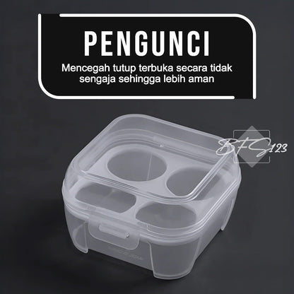 Tempat Telur Camping Isi 4 Pcs Grid Kotak Penyimpanan Telur Transparan