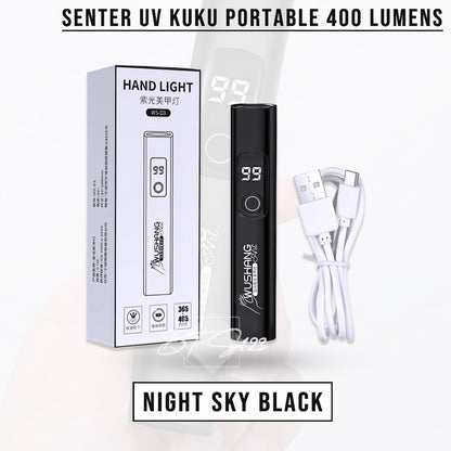 Senter UV Lampu Kuku Portable 400 Lumens Wushang UV Nail Lamp Rechargeable Type C