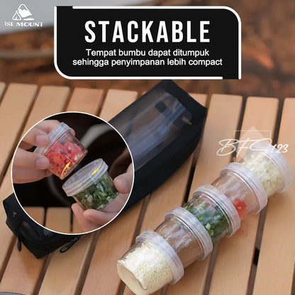 ISE MOUNT Set 5 Pcs Tempat Bumbu Camping Seasoning Box Campervan Plus Storage BAG