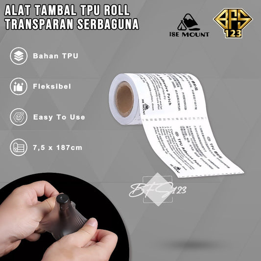 ISE Mount Repair Patch Gear TPU Alat Tambal Tenda Kasur Angin Ban Renang Matras Angin Serbaguna 7,5 x 187 cm