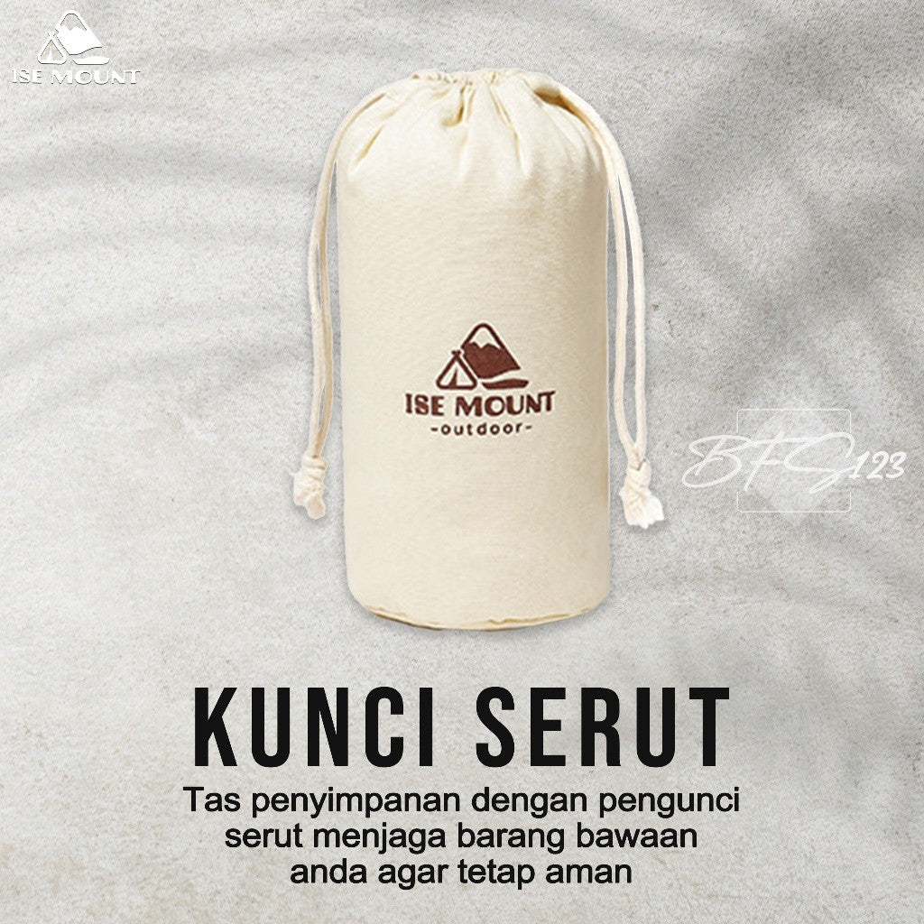 Ise Mount Pouch Penyimpanan Kantong Serut Peralatan Camping 26x13,8 Cm Outdoor