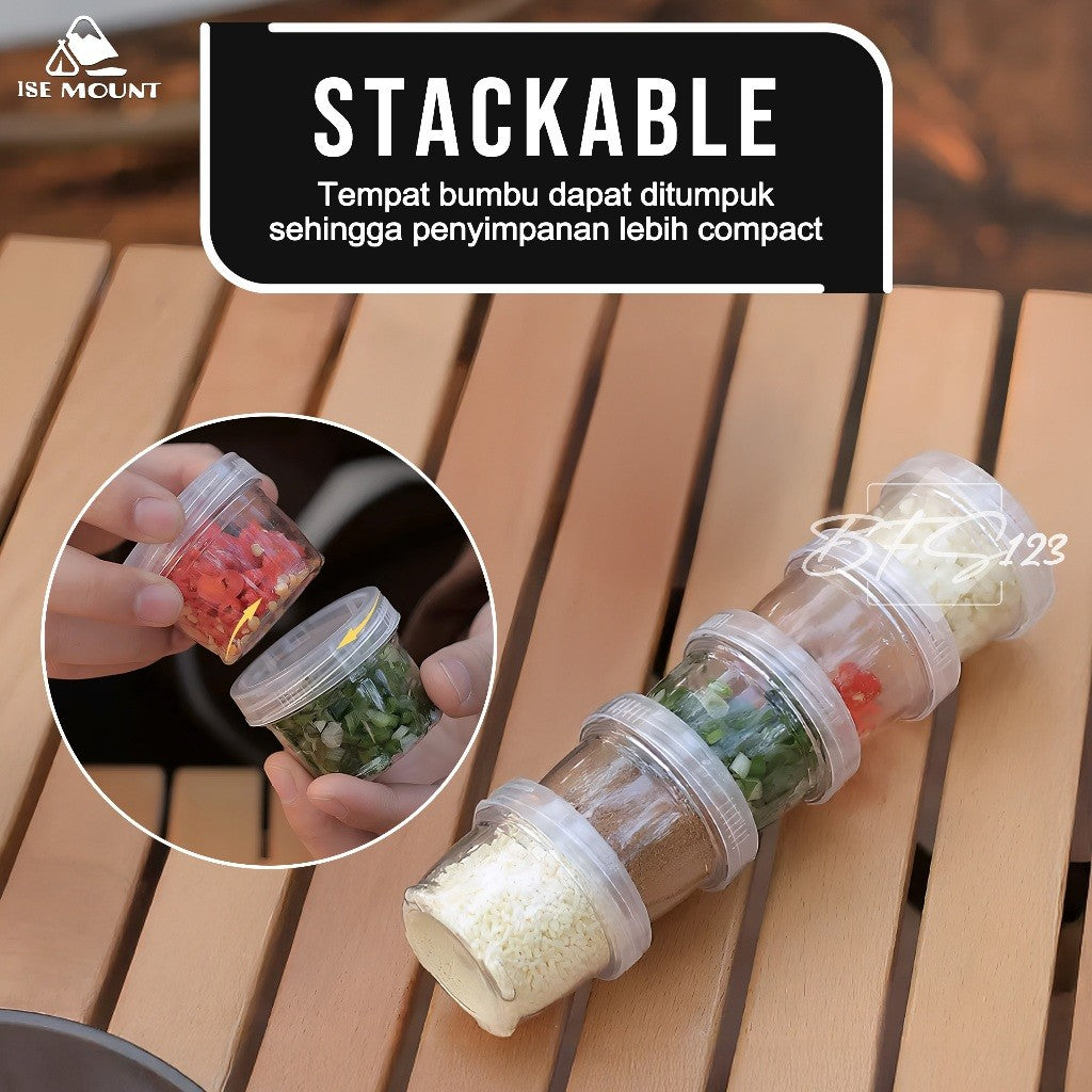 4 Pcs Set Tempat Bumbu Camping ISE MOUNT Seasoning Box Kotak Bumbu Campervan Plus Storage Pouch