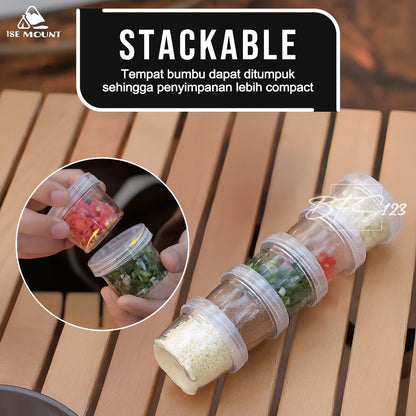4 Pcs Set Tempat Bumbu Camping ISE MOUNT Seasoning Box Kotak Bumbu Campervan Plus Storage Pouch