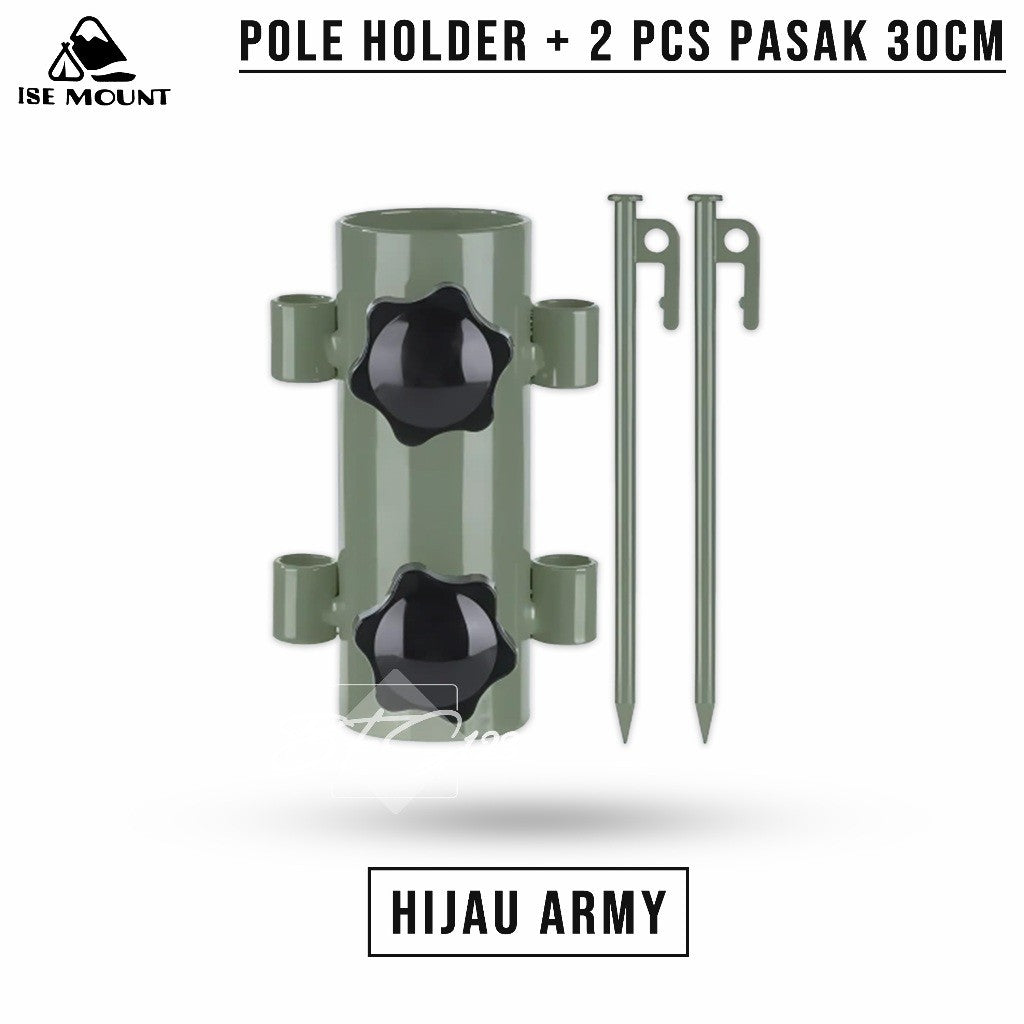 ISE Mount Pole Holder Tiang Fly Sheet Plus 2 Pcs Pasak Kanopi Tenda Stand Holder Tiang Tenda Camping 30 cm