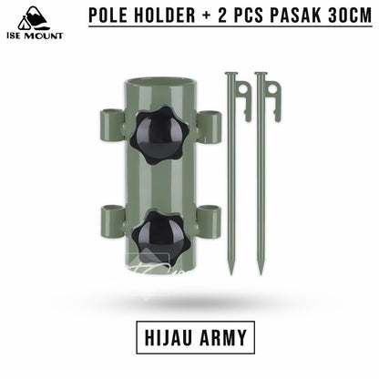 ISE Mount Pole Holder Tiang Fly Sheet Plus 2 Pcs Pasak Kanopi Tenda Stand Holder Tiang Tenda Camping 30 cm