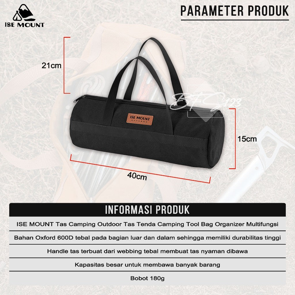 ISE MOUNT Tas Perkakas Tools Bag Tas Tenda Camping Outdoor Tas Organizer Multifungsi Oxford 600D 40cm x 15cm