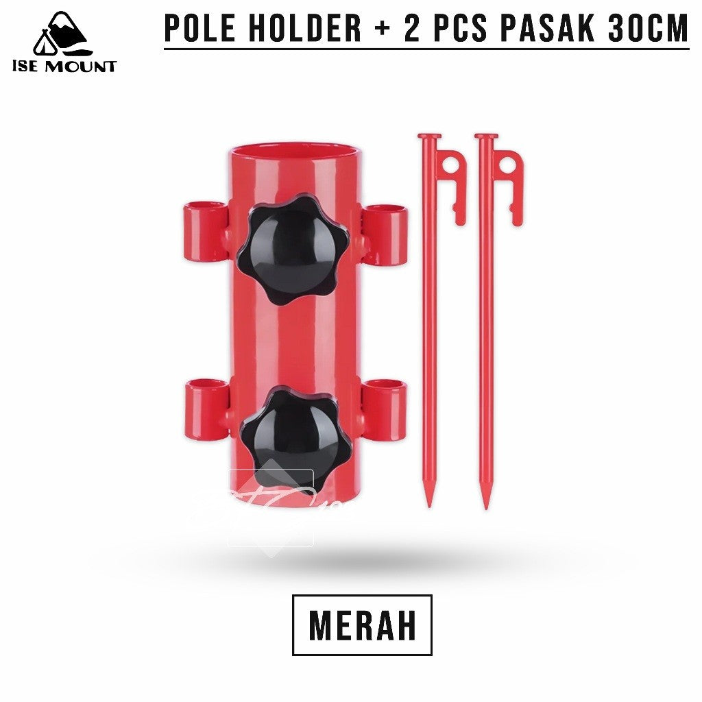 ISE Mount Pole Holder Tiang Fly Sheet Plus 2 Pcs Pasak Kanopi Tenda Stand Holder Tiang Tenda Camping 30 cm