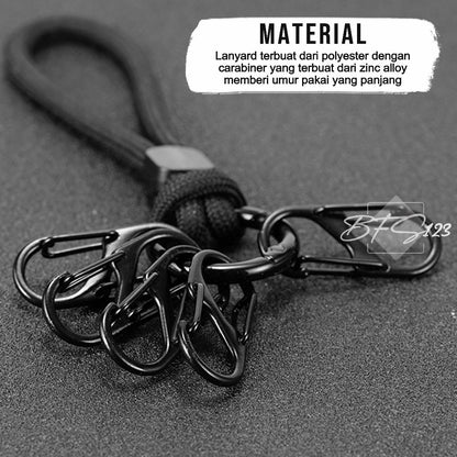 Short Lanyard Keychain Plus 5 Pcs Carabiner Serbaguna Camping Hiking